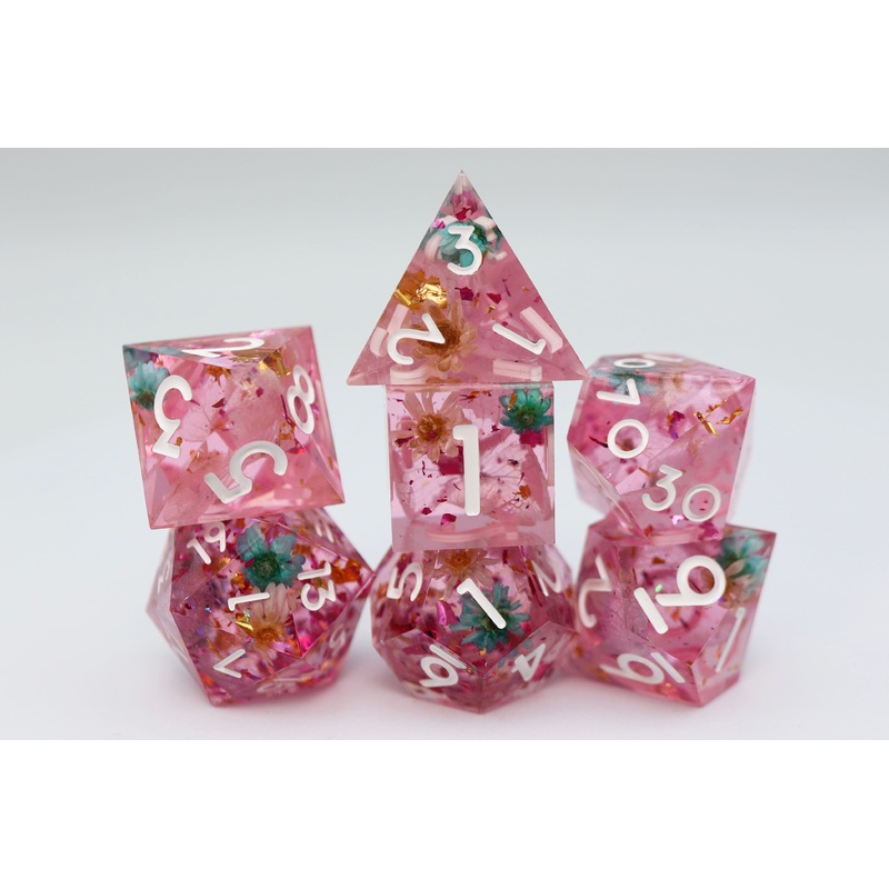Sharp Edge Resin RPG Dice Set - Floral Wind