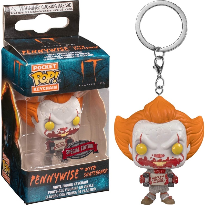 Funko POP! Keychain: It - Pennywise with Skateboard Pocket Keychain Special Edition Exclusive