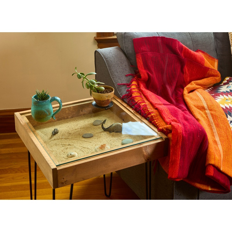 Rustic Display Table with removable glass top - 100% Made in the USA