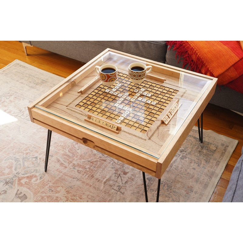 Rustic Scrabble Coffee Table with removable top - letter tiles included