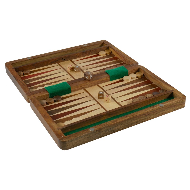 Backgammon Set - Wood 10" Folding Backgammon