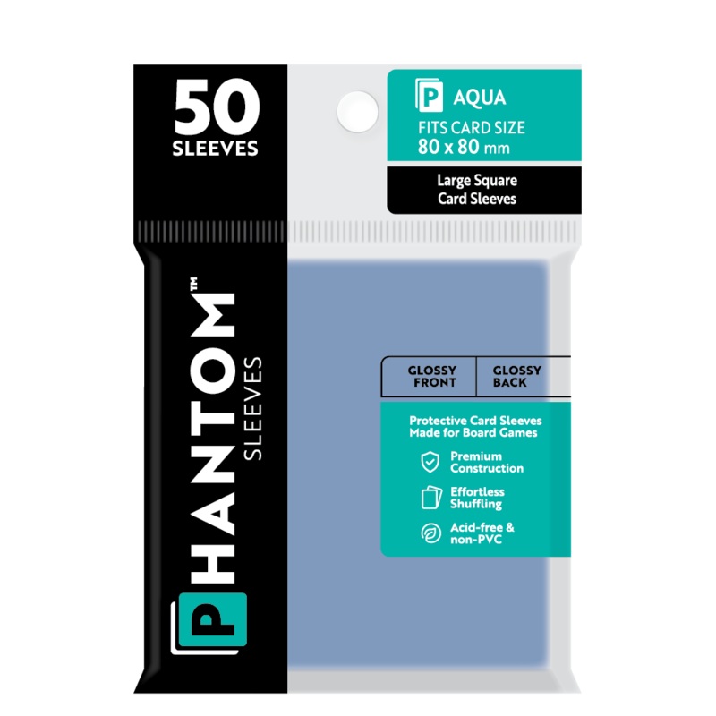 Phantom Sleeves: Aqua Size (80mm x 80mm) 50 ct
