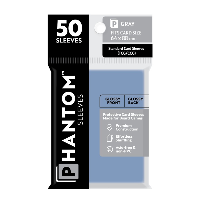 Phantom Sleeves: Gray Size (64mm x 88mm) 50 ct
