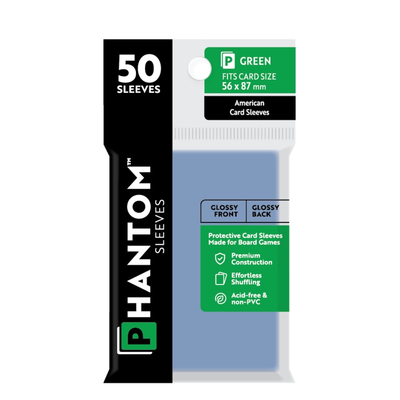 Phantom Sleeves: Green Size (56mm x 87mm) 50 ct