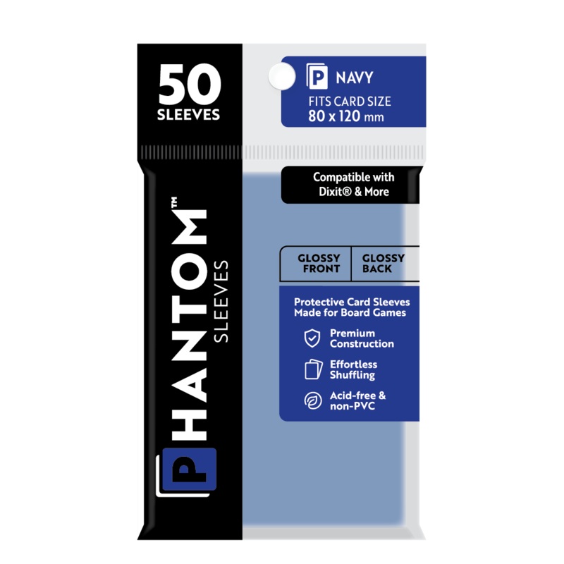 Phantom Sleeves: Navy Size (80mm x 120mm) 50 ct