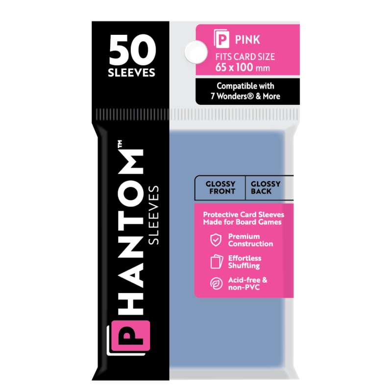 Phantom Sleeves: Pink Size (65mm x 100mm) 50 ct