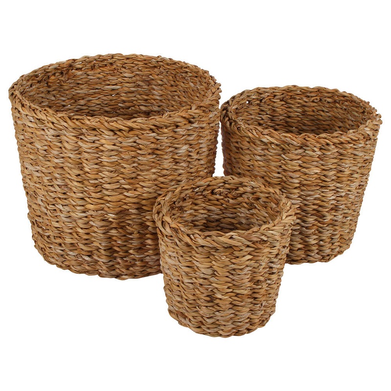 Ensemble de panier d'herbe  mer anglesea de 3 (latrge: 22x19x18cm)