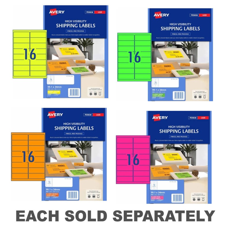 tiquette d'expdition Avery High Visibility 25pk 16 / feuille